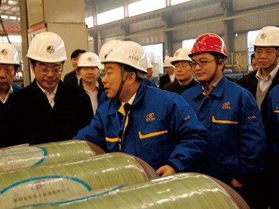 原湖南省委書記（現人民法院院長）周強視察高容，彭琪董事長認真匯報工作詳情